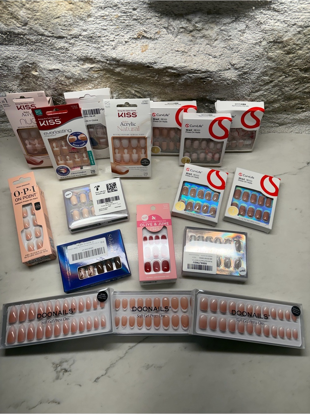 Lot of Assorted Press-On Nail Kits - Nudes and French mainly
